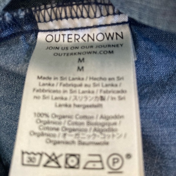 Outerknown Benson Chambray Denim Organic Cotton Jumpsuit $188 Shortall Blue M - Picture 9 of 11